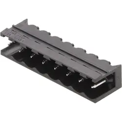 Pin header, 9 pole, pitch 5 mm, angled, black, 1839960000