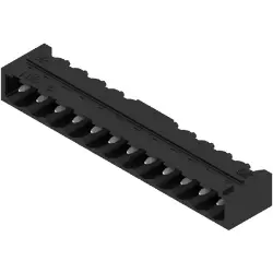 Pin header, 12 pole, pitch 5 mm, angled, black, 1840220000