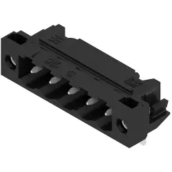 Pin header, 5 pole, pitch 5 mm, angled, black, 1840380000