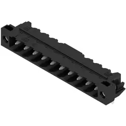 Pin header, 10 pole, pitch 5 mm, angled, black, 1840430000
