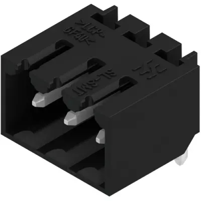 Pin header, 3 pole, pitch 3.5 mm, angled, black, 1841640000 - 1