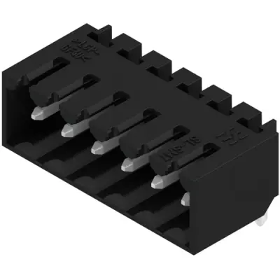 Pin header, 6 pole, pitch 3.5 mm, angled, black, 1841670000 - 1