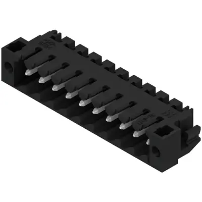 Pin header, 10 pole, pitch 3.5 mm, angled, black, 1841940000 - 1
