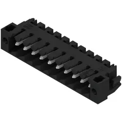 Pin header, 10 pole, pitch 3.5 mm, angled, black, 1841940000