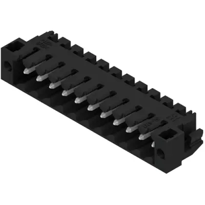 Pin header, 11 pole, pitch 3.5 mm, angled, black, 1841950000 - 1