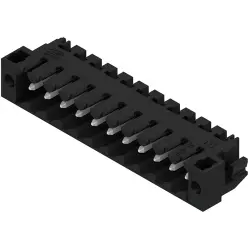 Pin header, 11 pole, pitch 3.5 mm, angled, black, 1841950000