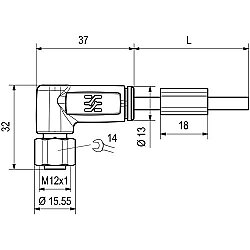 Sensor actuator cable, M12-cable socket, angled to open end, 4 pole, 5 m, PUR, black, 4 A, 9457960500 (1)