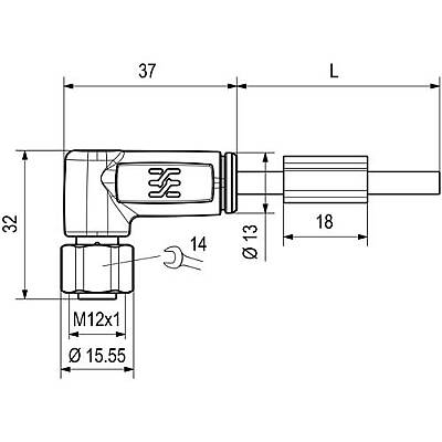 Sensor actuator cable, M12-cable socket, angled to open end, 4 pole, 5 m, PUR, black, 4 A, 9457960500 - 2