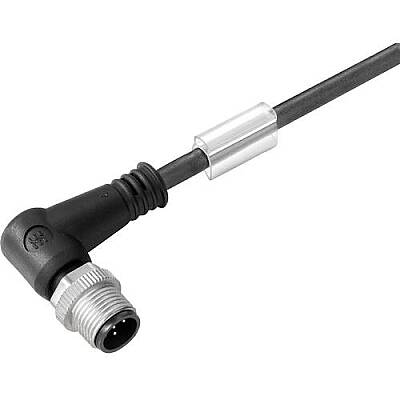 Sensor actuator cable, M12-cable plug, angled to open end, 4 pole, 5 m, PUR, black, 4 A, 1906260500 - 1