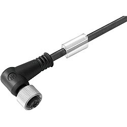 Sensor actuator cable, M12-cable socket, angled to open end, 8 pole, 0.6 m, PUR, black, 2 A, 1883460060