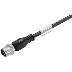 Sensor actuator cable, M12-cable plug, straight to open end, 8 pole, 0.6 m, PUR, black, 2 A, 1279410060