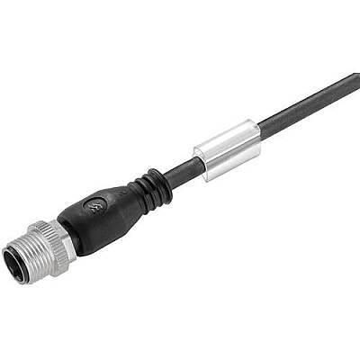 Sensor actuator cable, M12-cable plug, straight to open end, 8 pole, 0.6 m, PUR, black, 2 A, 1279410060 - 1