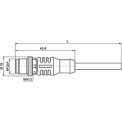 Sensor actuator cable, M12-cable plug, straight to open end, 8 pole, 0.6 m, PUR, black, 2 A, 1279410060 (1)