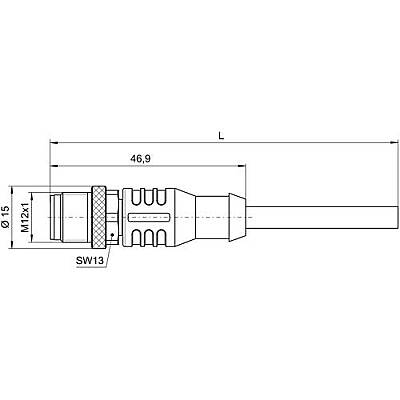 Sensor actuator cable, M12-cable plug, straight to open end, 8 pole, 0.6 m, PUR, black, 2 A, 1279410060 - 2