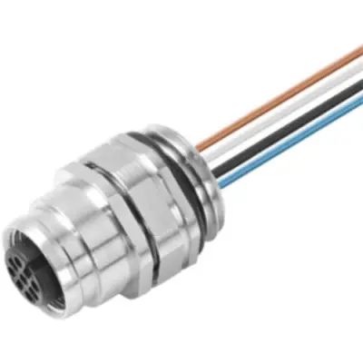 Panel socket, M12, 5 pole, strand connection, straight, 1856110000 - 1