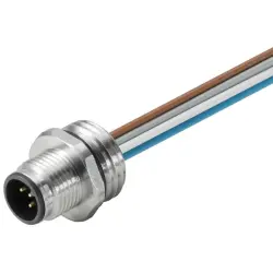 Panel plug, M12, 4 pole, strand connection, straight, 1861090000