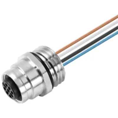 Panel socket, M12, 4 pole, strand connection, straight, 1861120000 - 1