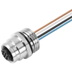 Panel socket, M12, 8 pole, strand connection, straight, 1861140000