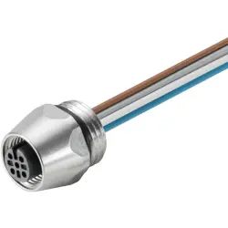 Panel socket, M12, 8 pole, strand connection, straight, 1861270000