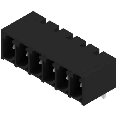 Pin header, 6 pole, pitch 3.81 mm, angled, black, 1862510000 - 1
