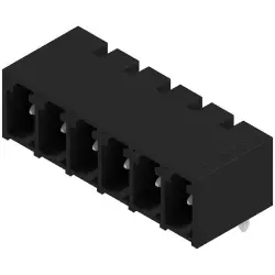 Pin header, 6 pole, pitch 3.81 mm, angled, black, 1862510000