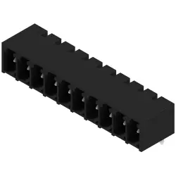 Pin header, 10 pole, pitch 3.81 mm, angled, black, 1862550000