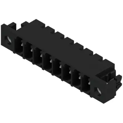 Pin header, 8 pole, pitch 3.81 mm, angled, black, 1862630000 - 1