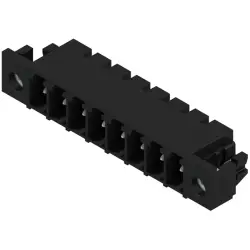 Pin header, 8 pole, pitch 3.81 mm, angled, black, 1862630000