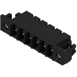 Pin header, 6 pole, pitch 3.81 mm, angled, black, 1863710000