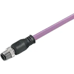 Bus line, M12-plug, straight to open end, PUR, 5 m, purple, 1873300500