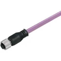 Bus line, M12 socket, straight to open end, PUR, 10 m, purple, 1873321000