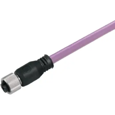 Bus line, M12 socket, straight to open end, PUR, 10 m, purple, 1873321000 - 1