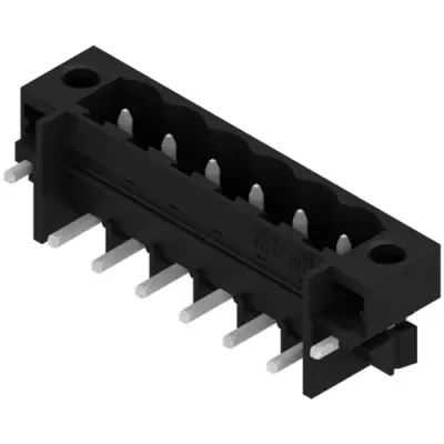 Pin header, 6 pole, pitch 5.08 mm, angled, black, 1876960000 - 1