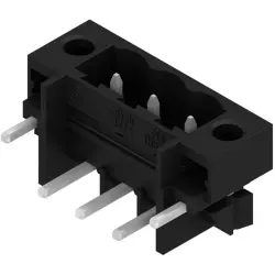 Pin header, 3 pole, pitch 5.08 mm, angled, black, 1877210000