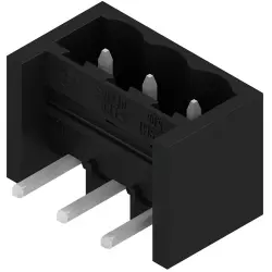Pin header, 3 pole, pitch 5.08 mm, angled, black, 1877380000