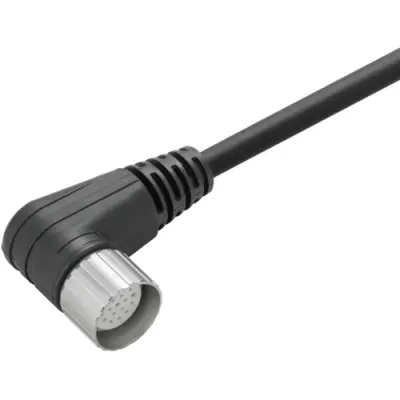 Sensor actuator cable, M23-cable socket, angled to open end, 12 pole, 10 m, PUR, black, 8 A, 1877440100 - 1