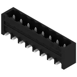 Pin header, 8 pole, pitch 5.08 mm, angled, black, 1877800000