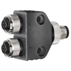 Adapter, 2 x M12 (5 pole, socket) to M12 (5 pole, plug), Y-shape, 1881710000