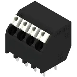 PCB terminal, 4 pole, pitch 3.81 mm, AWG 28-14, 12 A, spring-clamp connection, black, 1888340000