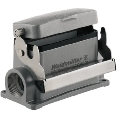 Surface mount housing, size D40, die-cast aluminum, M25, angled, longitudinal bow locking, IP65, 1903070000 - 1