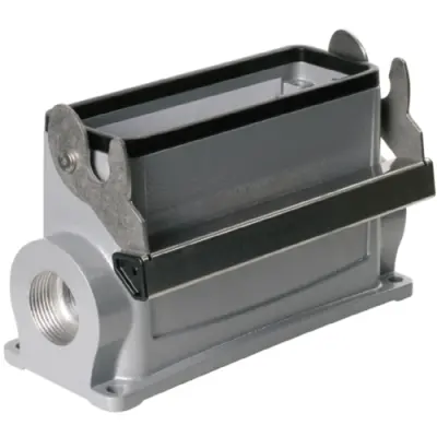 Surface mount housing, size D64, die-cast aluminum, M32, angled, longitudinal bow locking, IP65, 1904490000 - 1