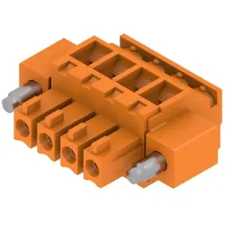 Socket header, 4 pole, pitch 3.81 mm, angled, orange, 1940000000