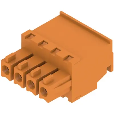 Socket header, 4 pole, pitch 3.81 mm, angled, orange, 1940210000 - 1