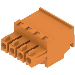 Socket header, 4 pole, pitch 3.81 mm, angled, orange, 1940210000