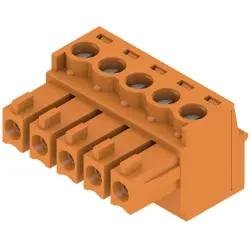Socket header, 5 pole, pitch 3.81 mm, straight, orange, 1940760000
