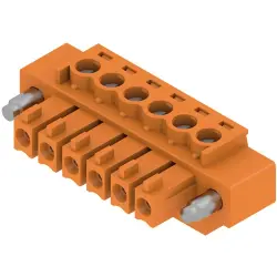 Socket header, 6 pole, pitch 3.81 mm, straight, orange, 1941050000
