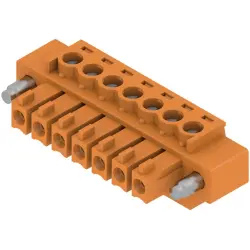 Socket header, 7 pole, pitch 3.81 mm, straight, orange, 1941060000