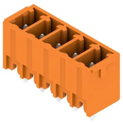 Pin header, 5 pole, pitch 3.81 mm, straight, orange, 1942870000 - 1