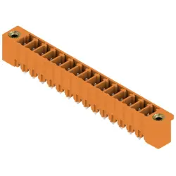 Pin header, 15 pole, pitch 3.81 mm, straight, orange, 1943310000