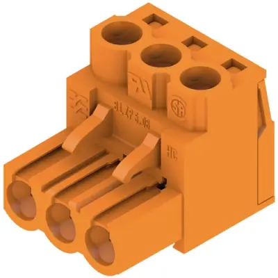 Pin header, 3 pole, pitch 5.08 mm, straight, orange, 1943590000 - 1